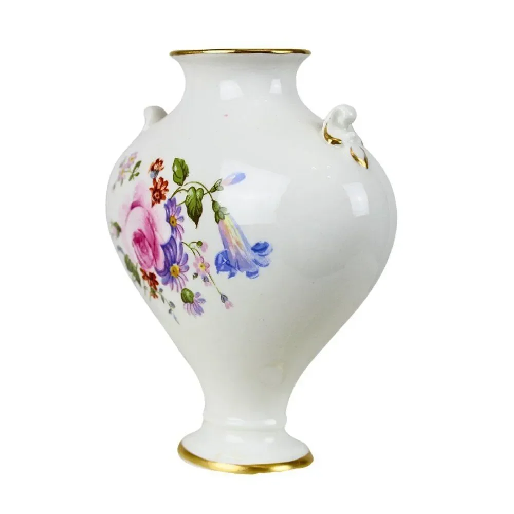 Vase  Royal Crown Derby Posies Oval White *Rare Find*